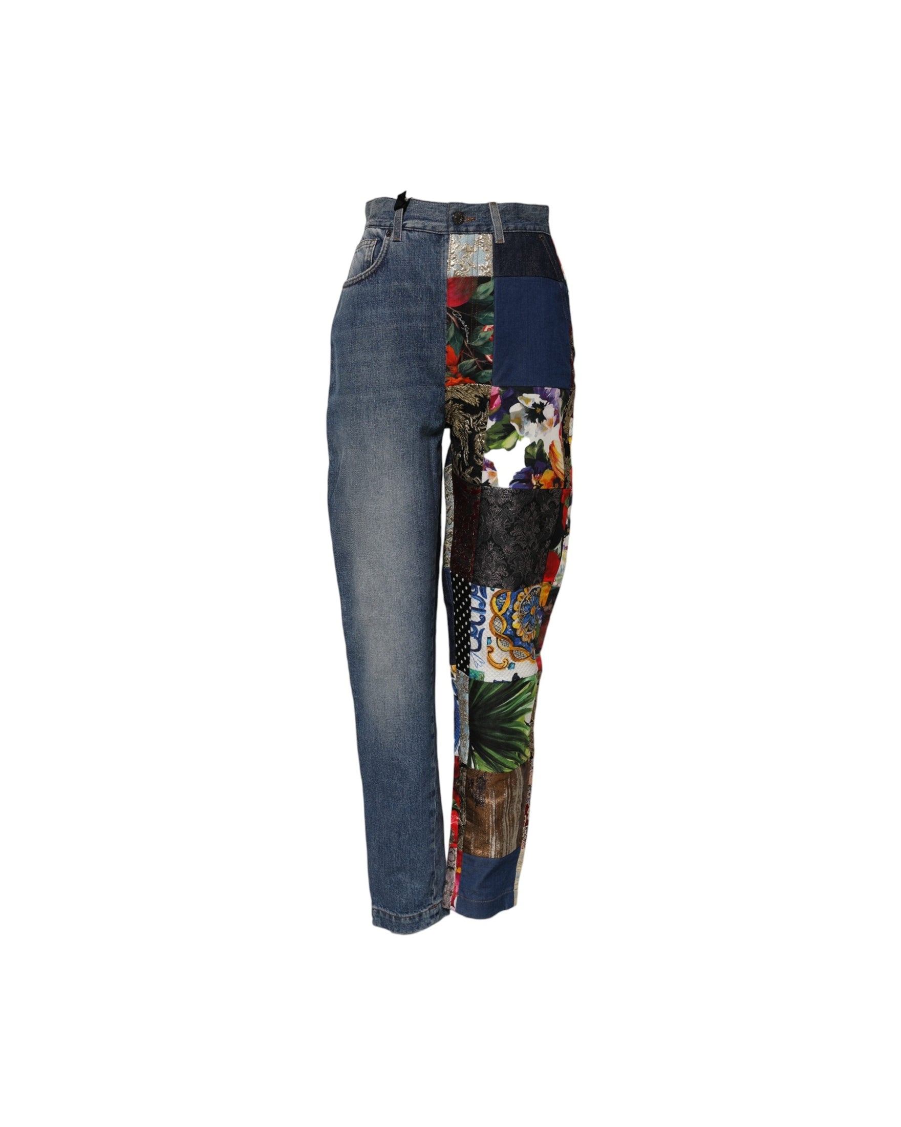 Dolce & Gabbana Blue Denim Amber Patchwork High Waist Jeans Glam Steals