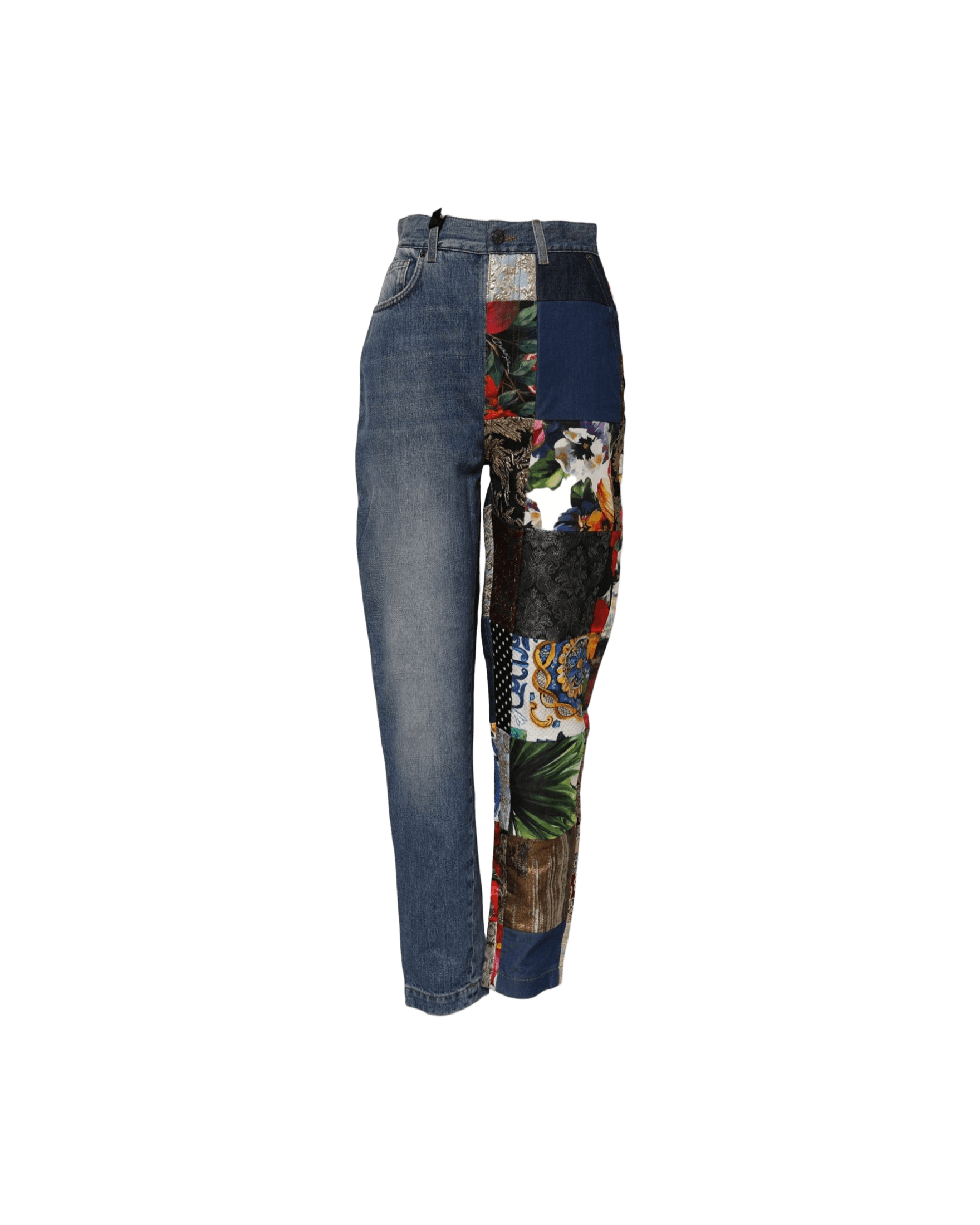 Dolce & Gabbana Blue Denim Amber Patchwork High Waist Jeans Glam Steals