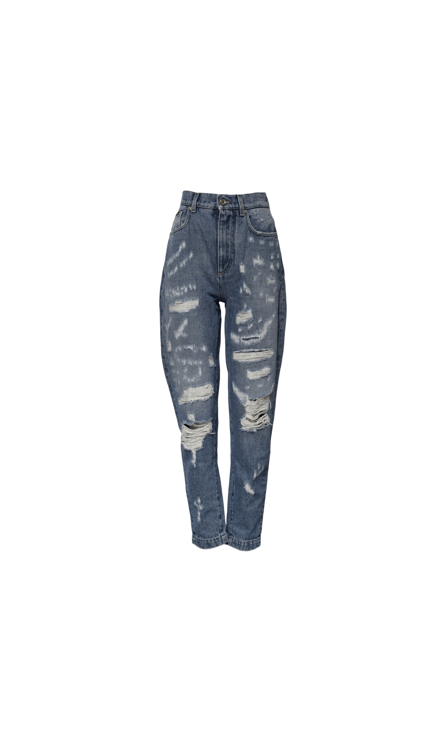 Dolce & Gabbana Blue Denim Amber Tattered High Waist Jeans Glam Steals