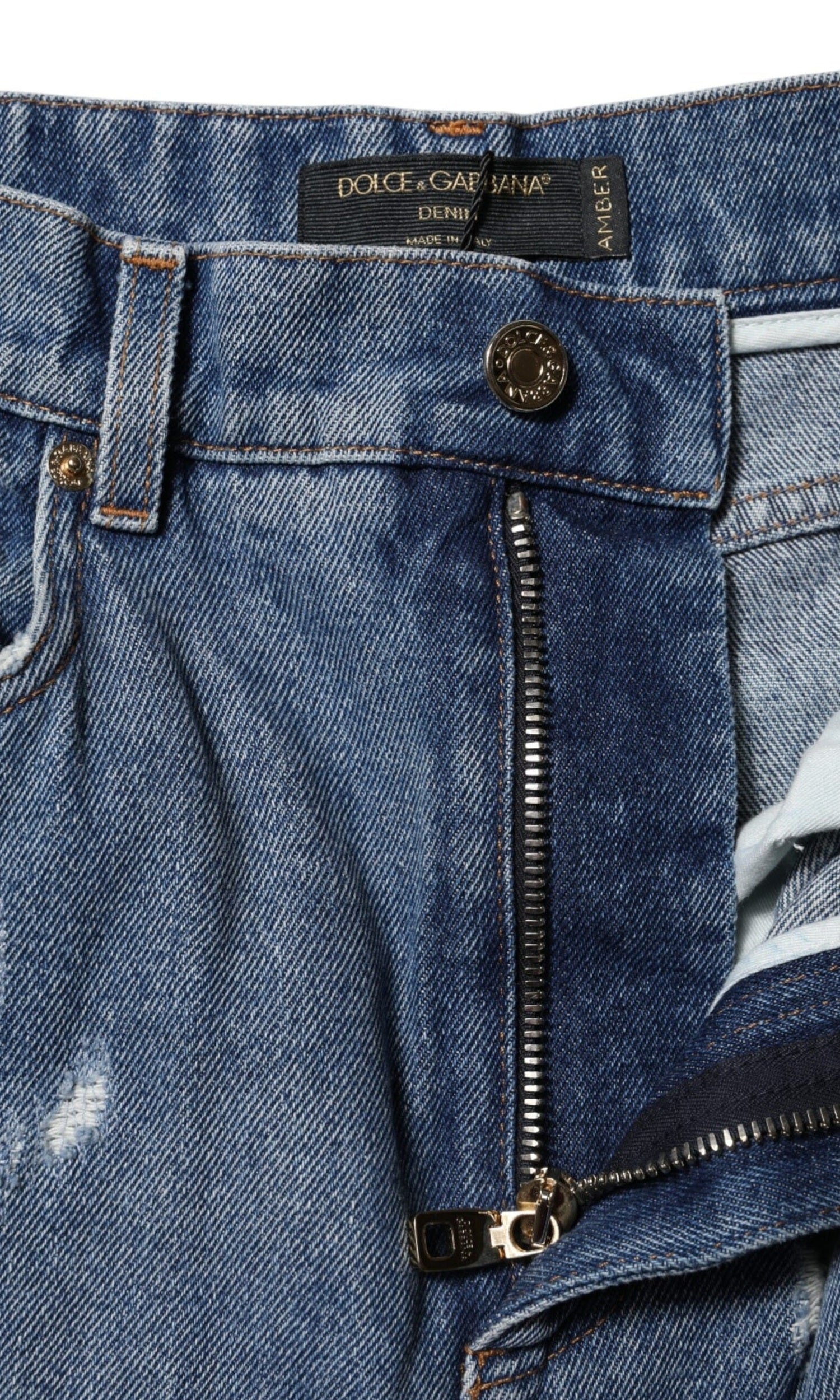 Dolce & Gabbana Blue Denim Amber Tattered High Waist Jeans Glam Steals
