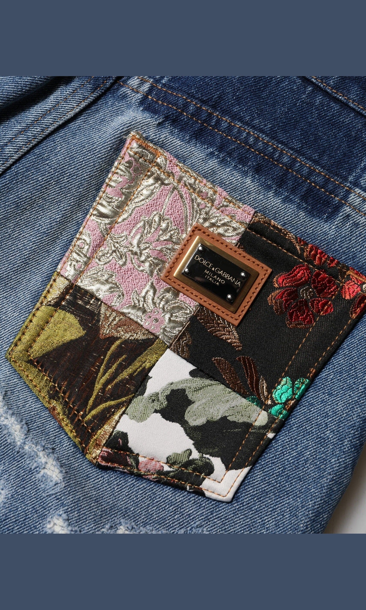 Dolce & Gabbana Blue Denim Amber Tattered High Waist Jeans Glam Steals