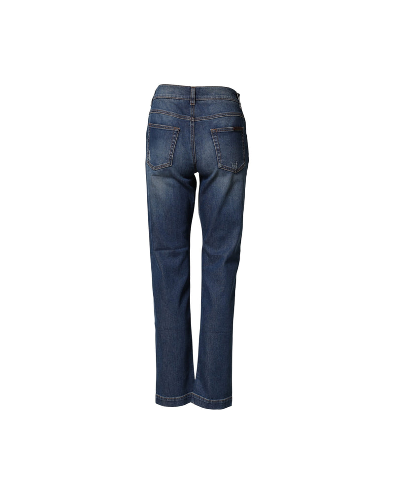 Dolce & Gabbana Blue Denim Floral Embroidered Boyfriend Jeans Glam Steals