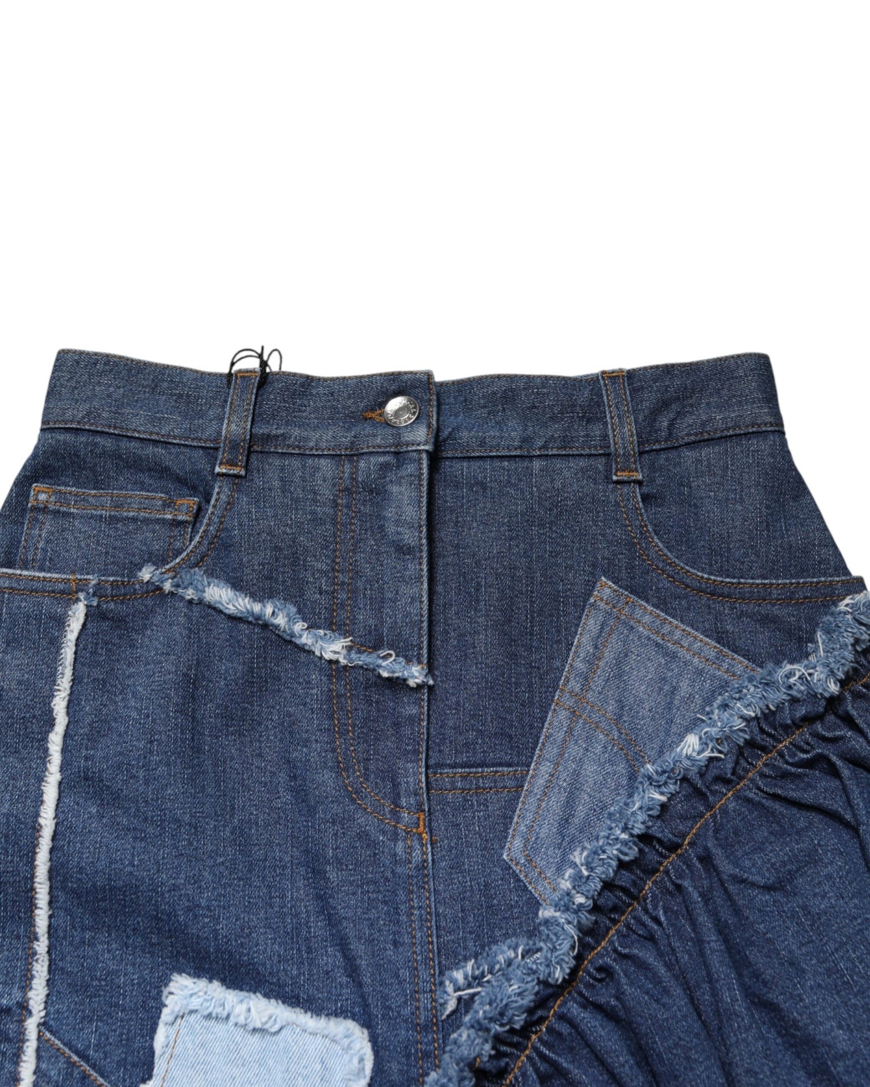 Dolce & Gabbana Blue Denim Patchwork Layered Midi Skirt Glam Steals