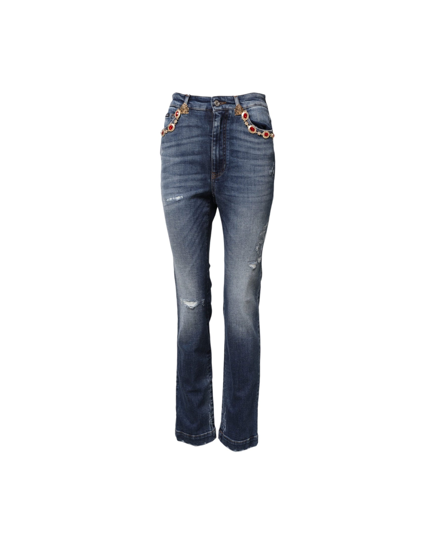 Dolce & Gabbana Blue Denim Rhinestone Embellished Jeans Glam Steals
