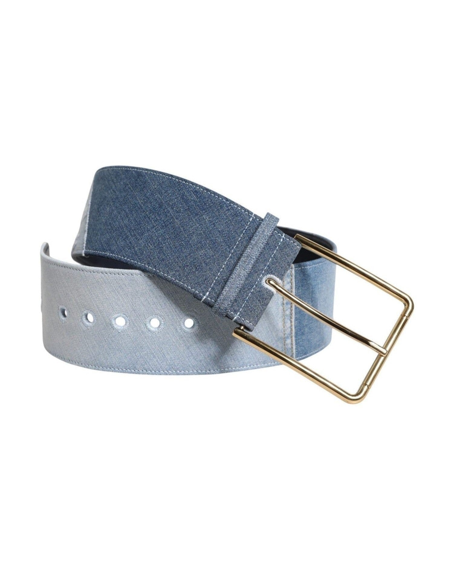 Dolce & Gabbana Blue Denim Two Tone Metal Buckle Belt Belts