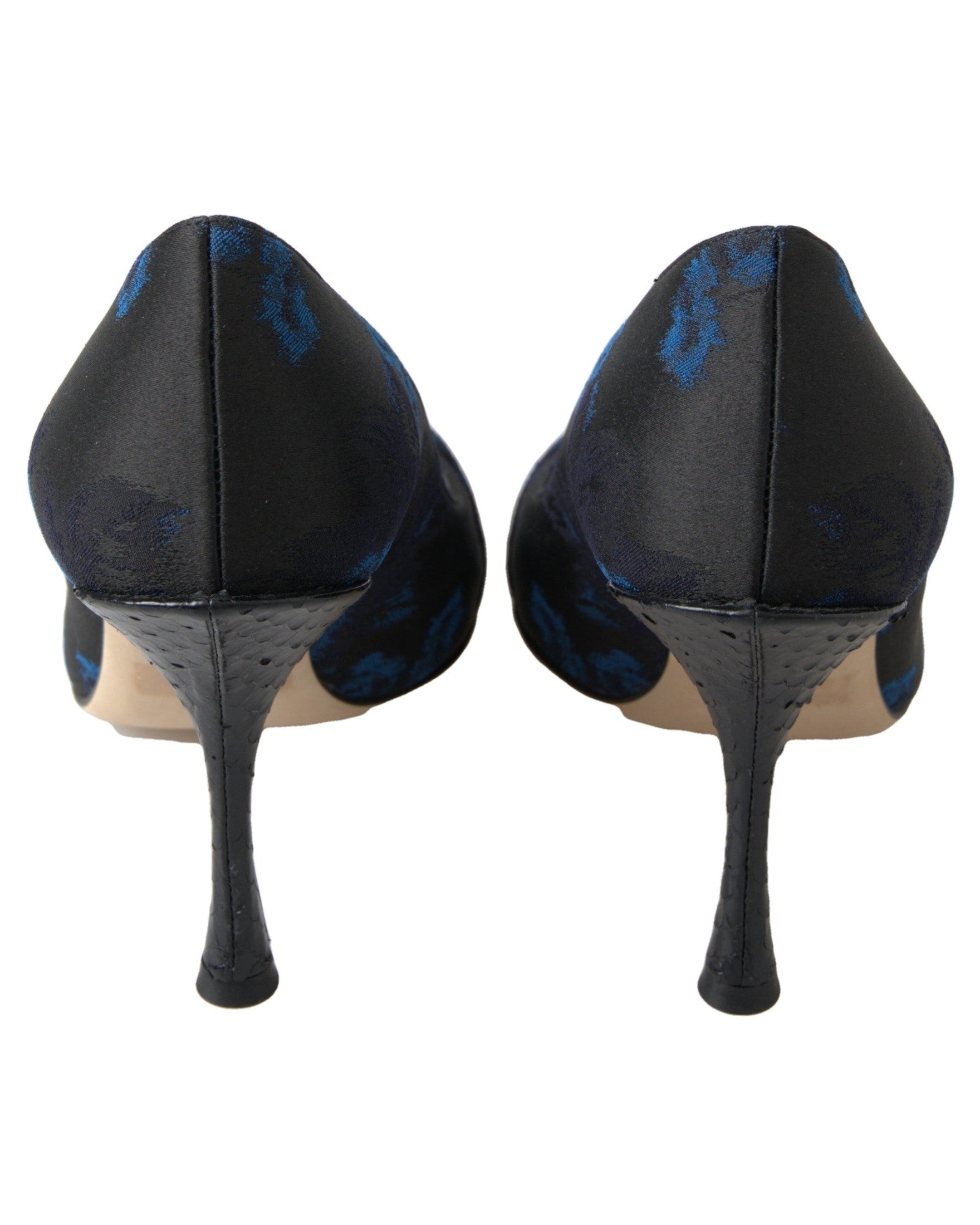 Dolce & Gabbana Blue Floral Ayers Crystal Pumps Heels