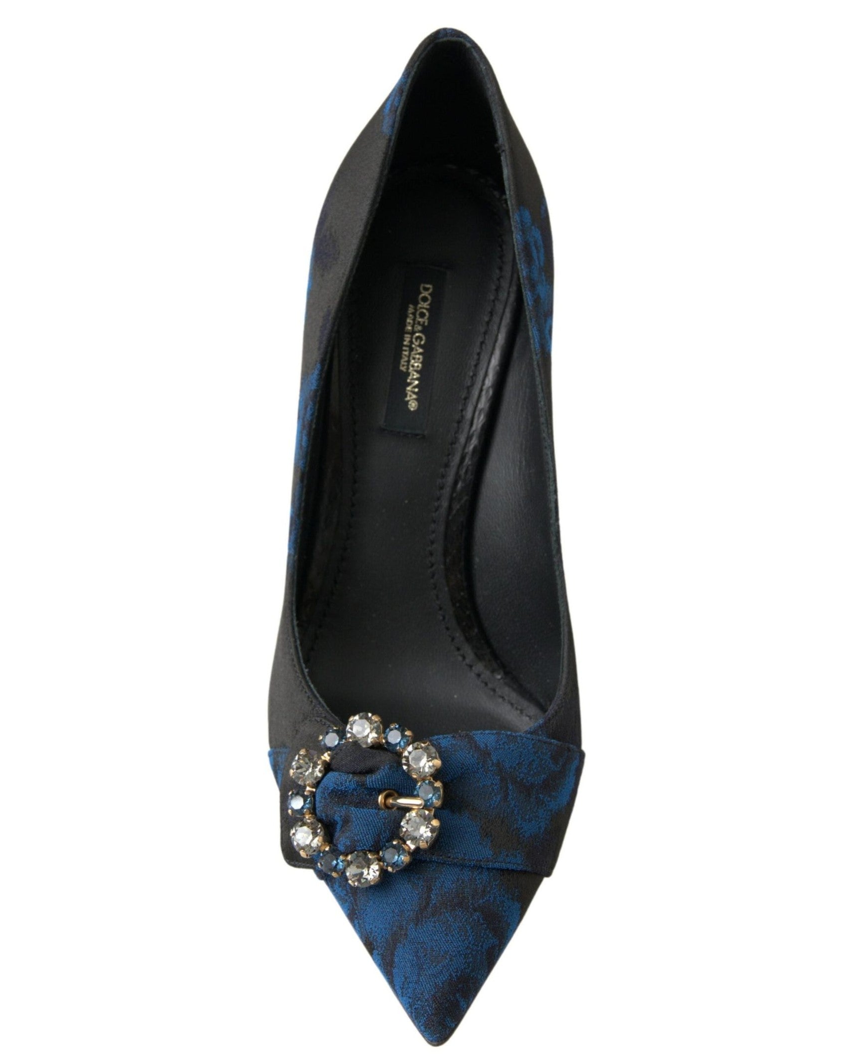 Dolce & Gabbana Blue Floral Ayers Crystal Pumps Heels