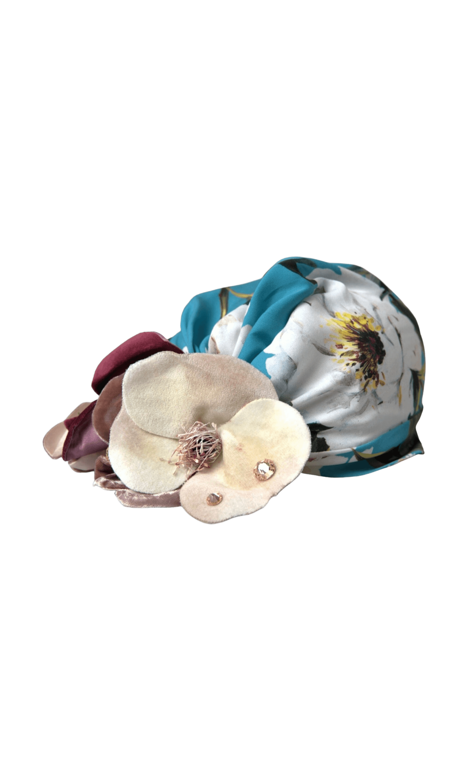 Dolce & Gabbana Blue Floral Motif Turban Head Hat Women Glam Steals
