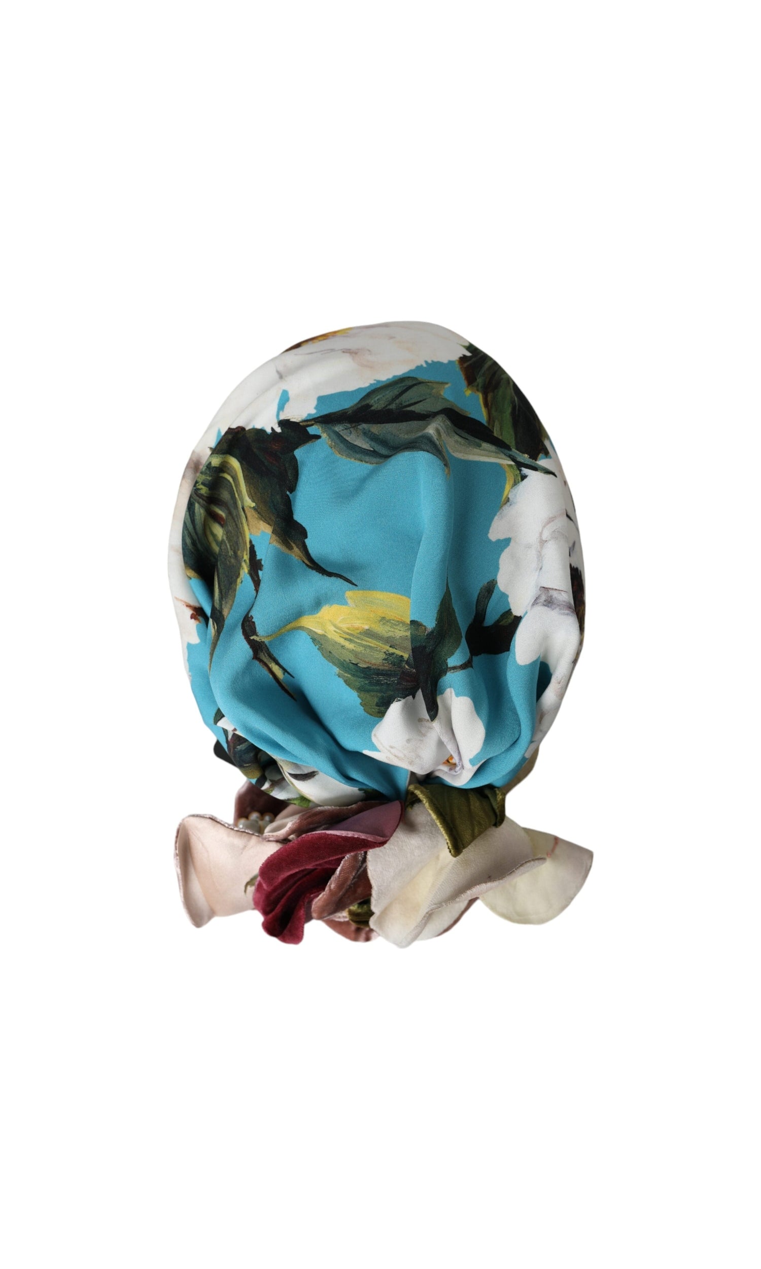 Dolce & Gabbana Blue Floral Motif Turban Head Hat Women Glam Steals