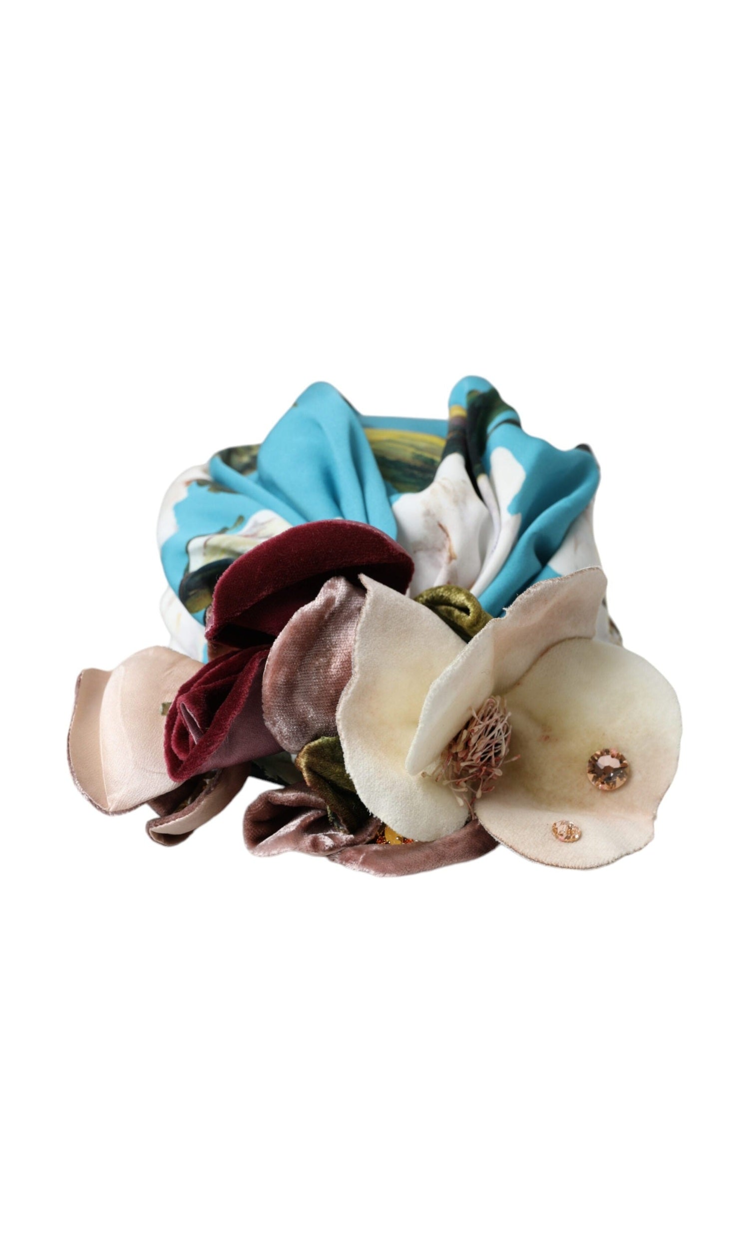 Dolce & Gabbana Blue Floral Motif Turban Head Hat Women Glam Steals