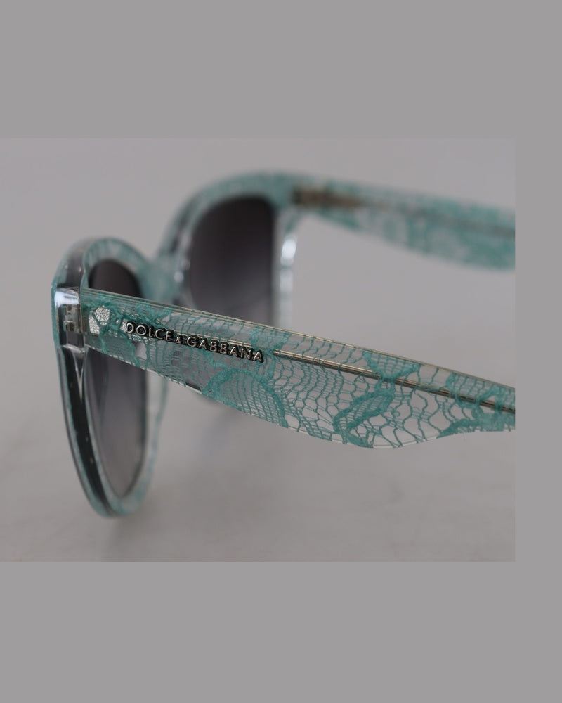 Dolce & Gabbana Blue Lace Acetate Crystal Round Sunglasses Glam Steals