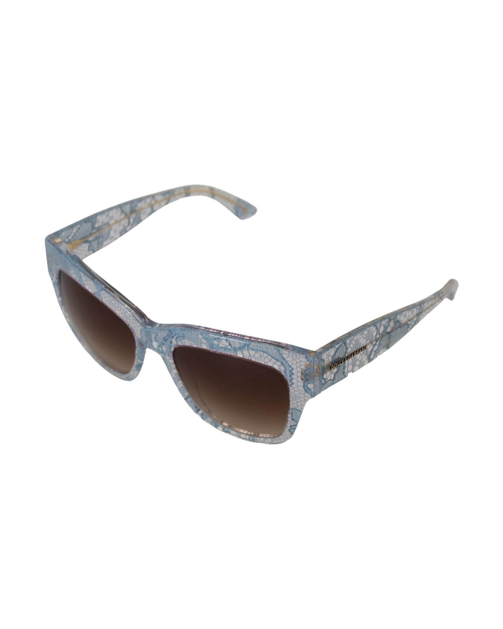 Dolce & Gabbana Blue Lace Acetate Rectangle Sunglasses Glam Steals