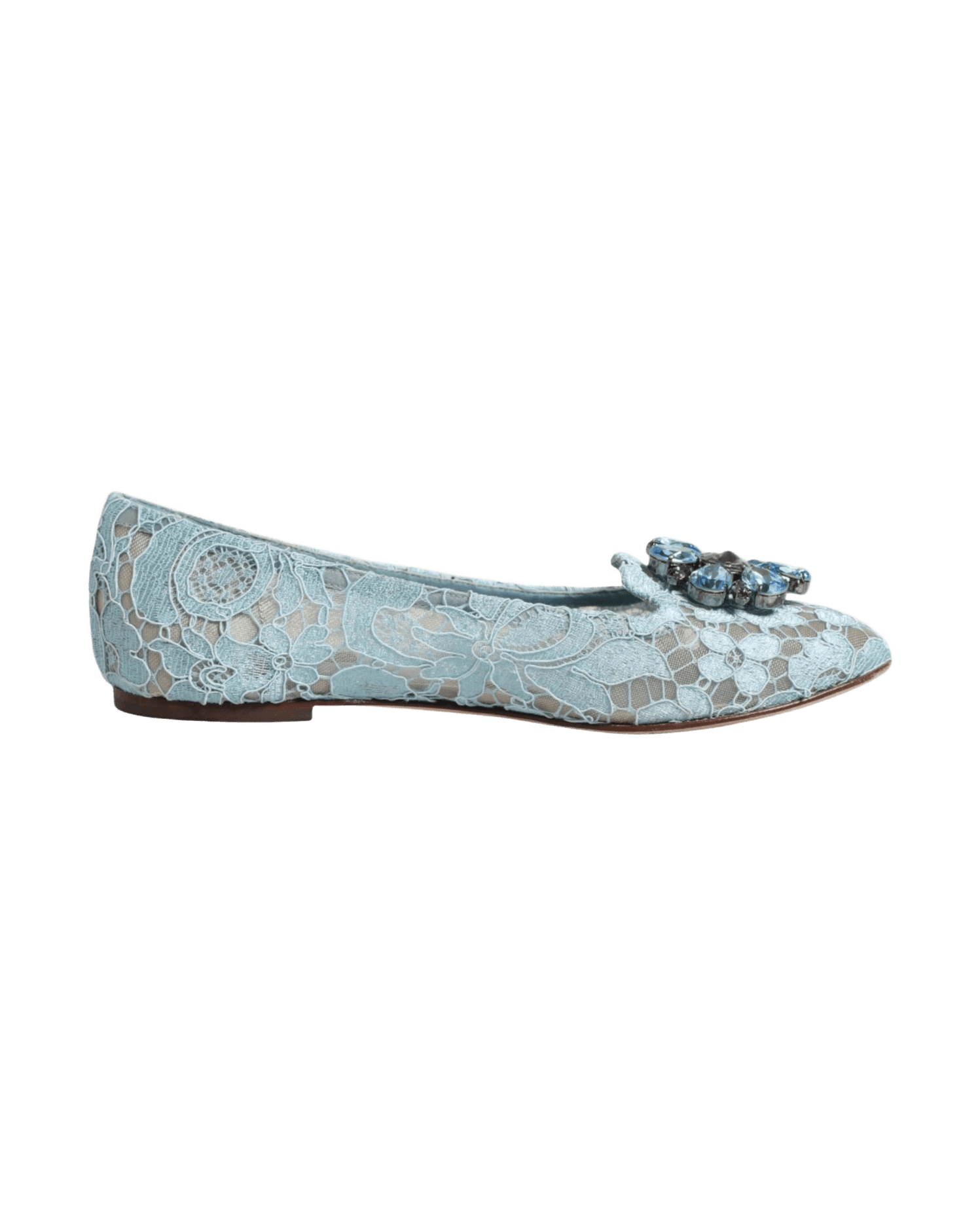 Dolce & Gabbana Blue Lace Crystal Ballet Flats Loafers Shoes Glam Steals