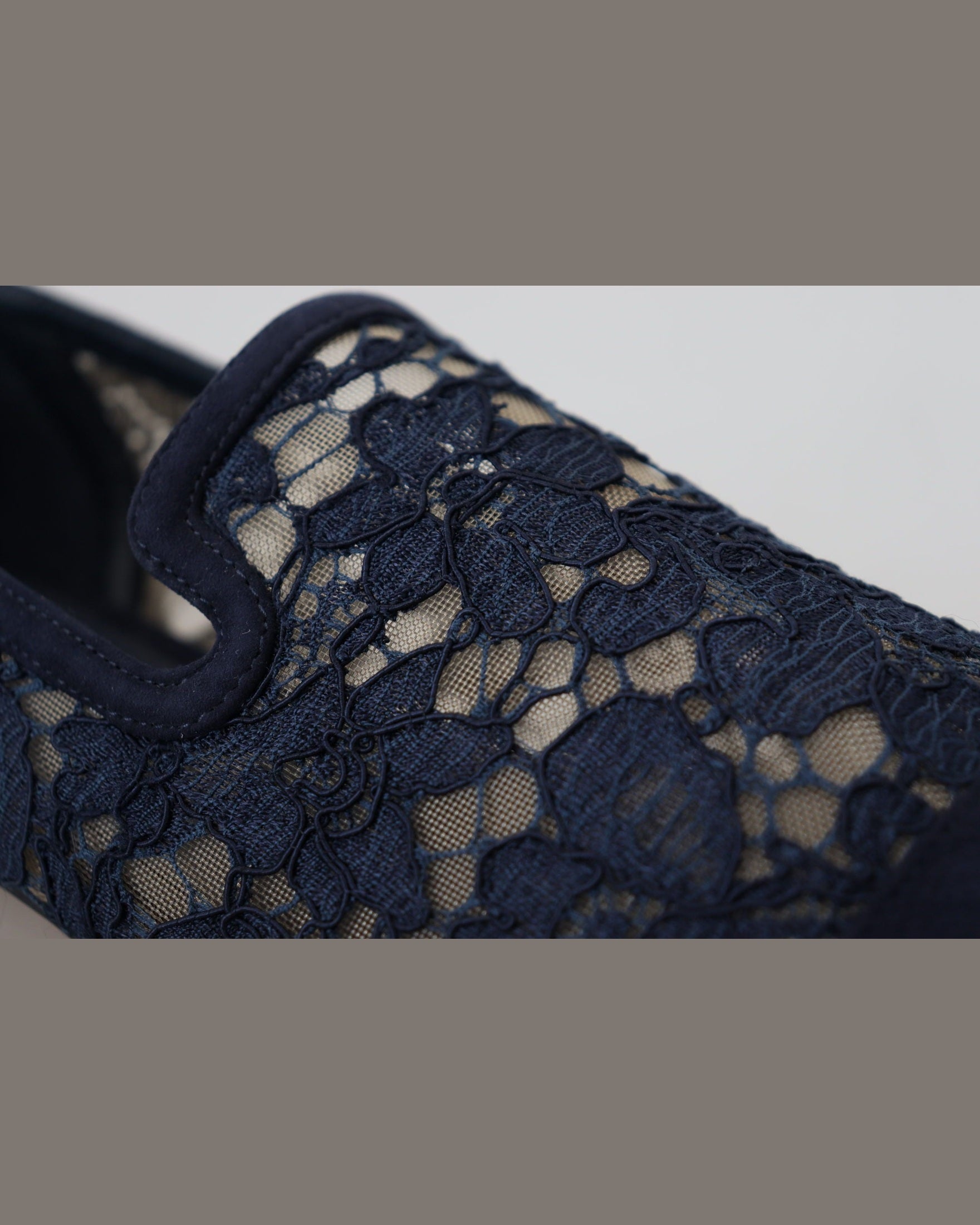 Dolce & Gabbana Blue Lace Floral Slip Ons Loafers Flats