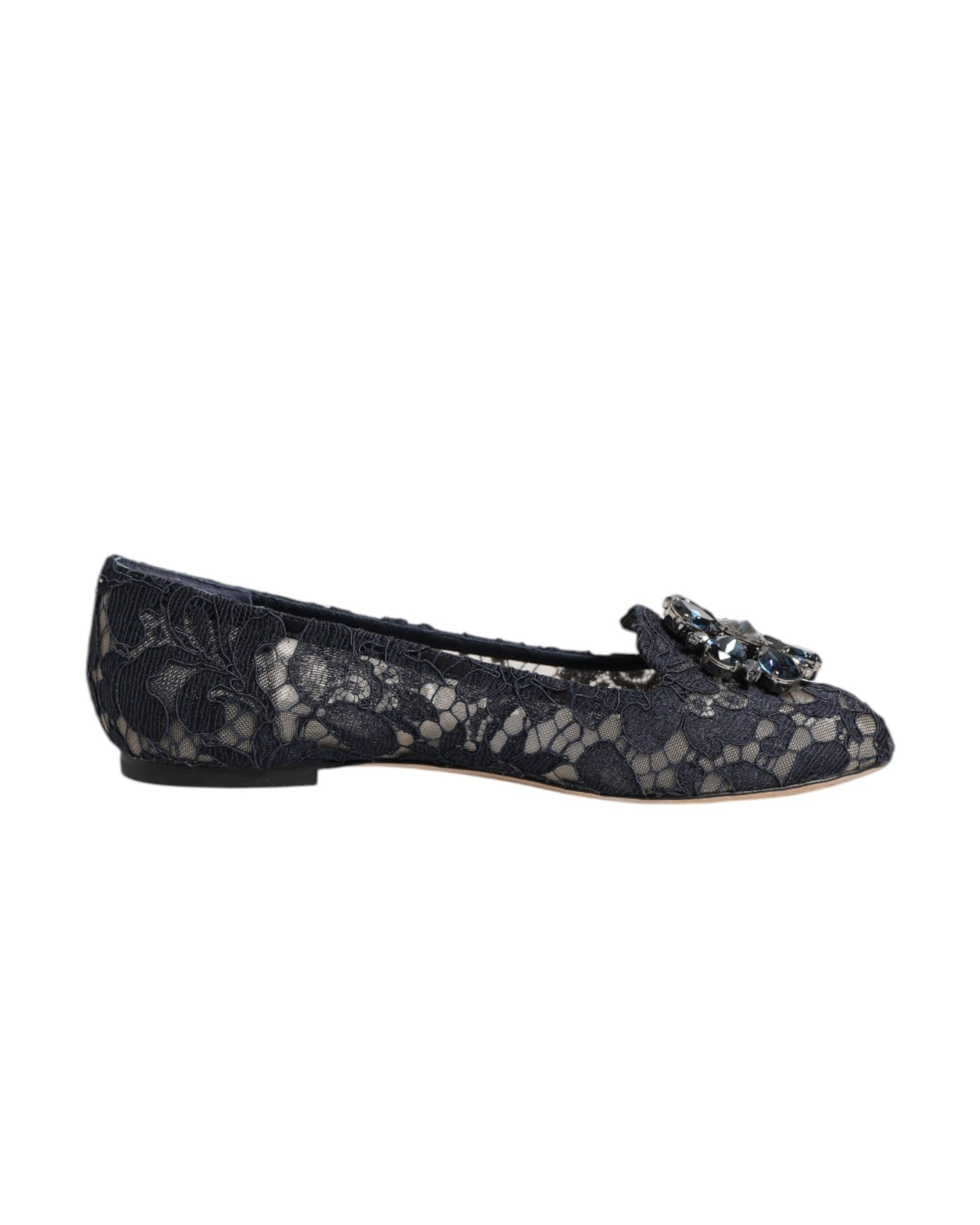 Dolce & Gabbana Blue Lace Taormina Crystals Flats Shoes Glam Steals