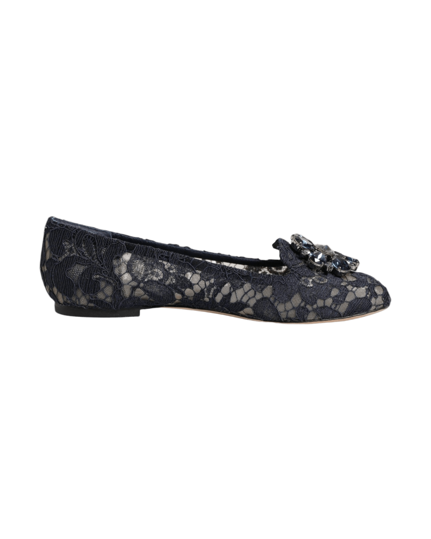 Dolce & Gabbana Blue Lace Taormina Crystals Flats Shoes Glam Steals