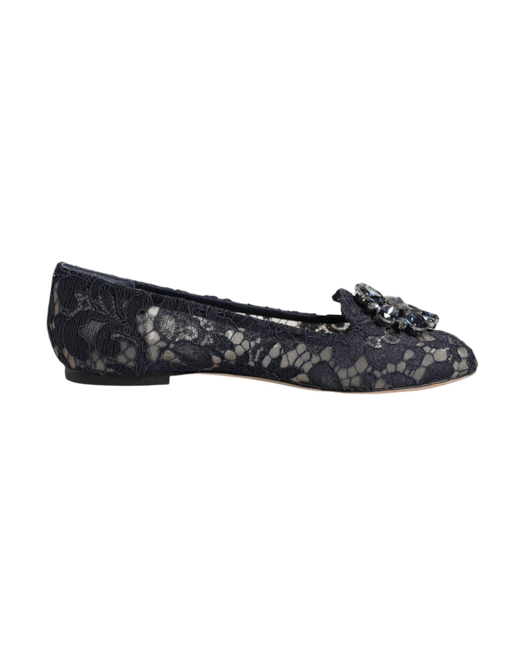 Dolce & Gabbana Blue Lace Taormina Crystals Flats Shoes Glam Steals