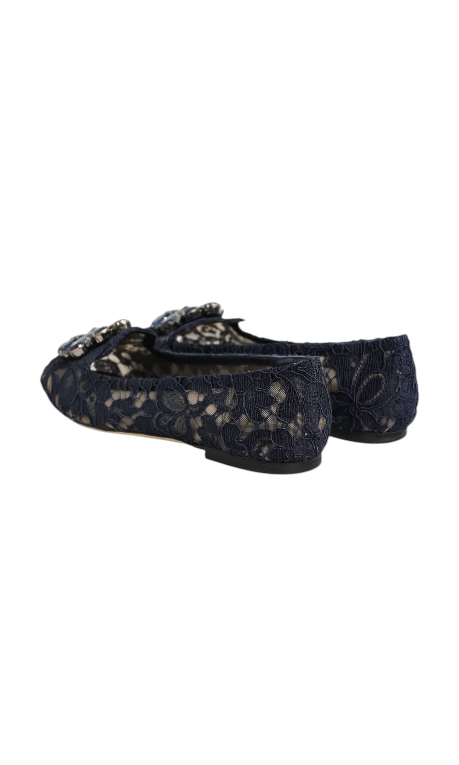 Dolce & Gabbana Blue Lace Taormina Crystals Flats Shoes Glam Steals