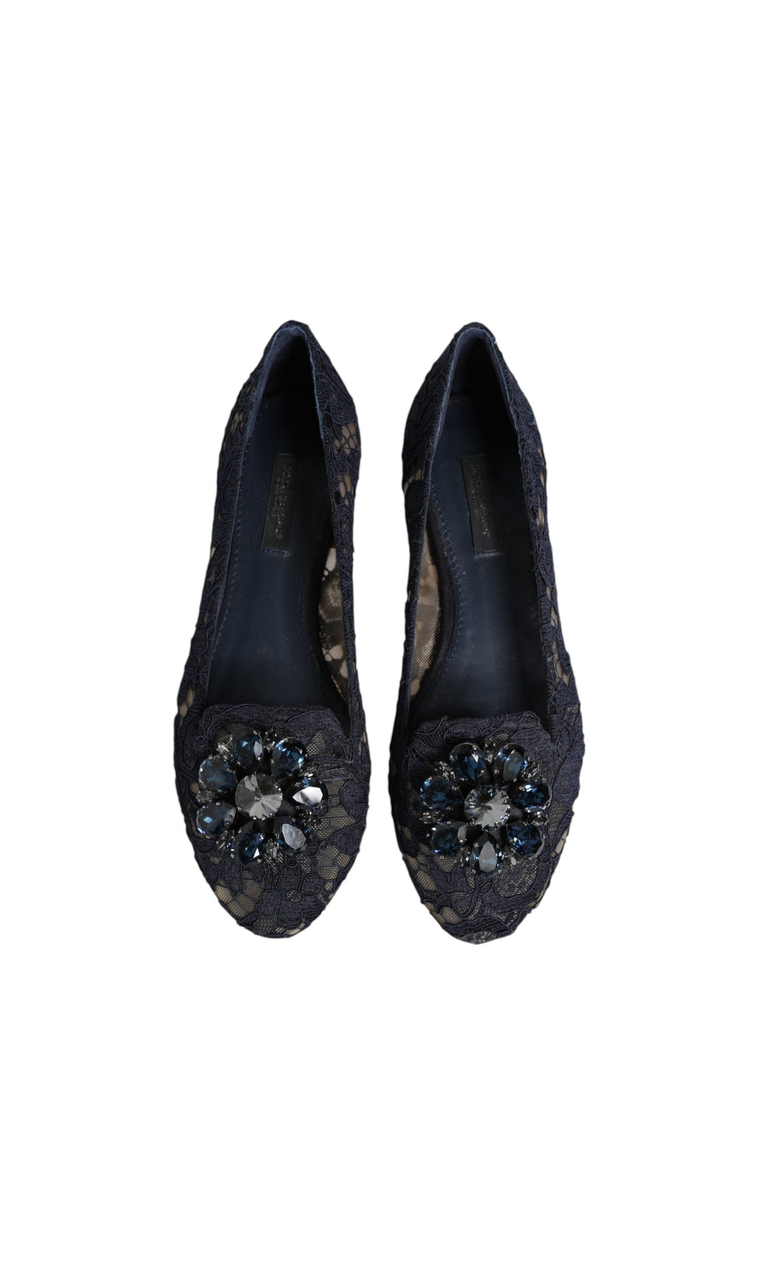 Dolce & Gabbana Blue Lace Taormina Crystals Flats Shoes Glam Steals