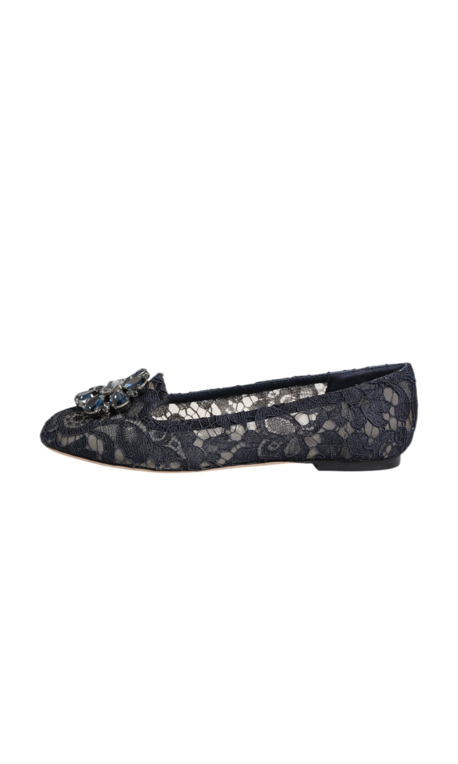 Dolce & Gabbana Blue Lace Taormina Crystals Flats Shoes Glam Steals