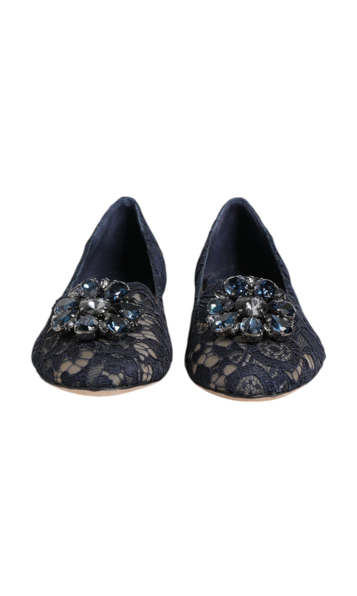 Dolce & Gabbana Blue Lace Taormina Crystals Flats Shoes Glam Steals