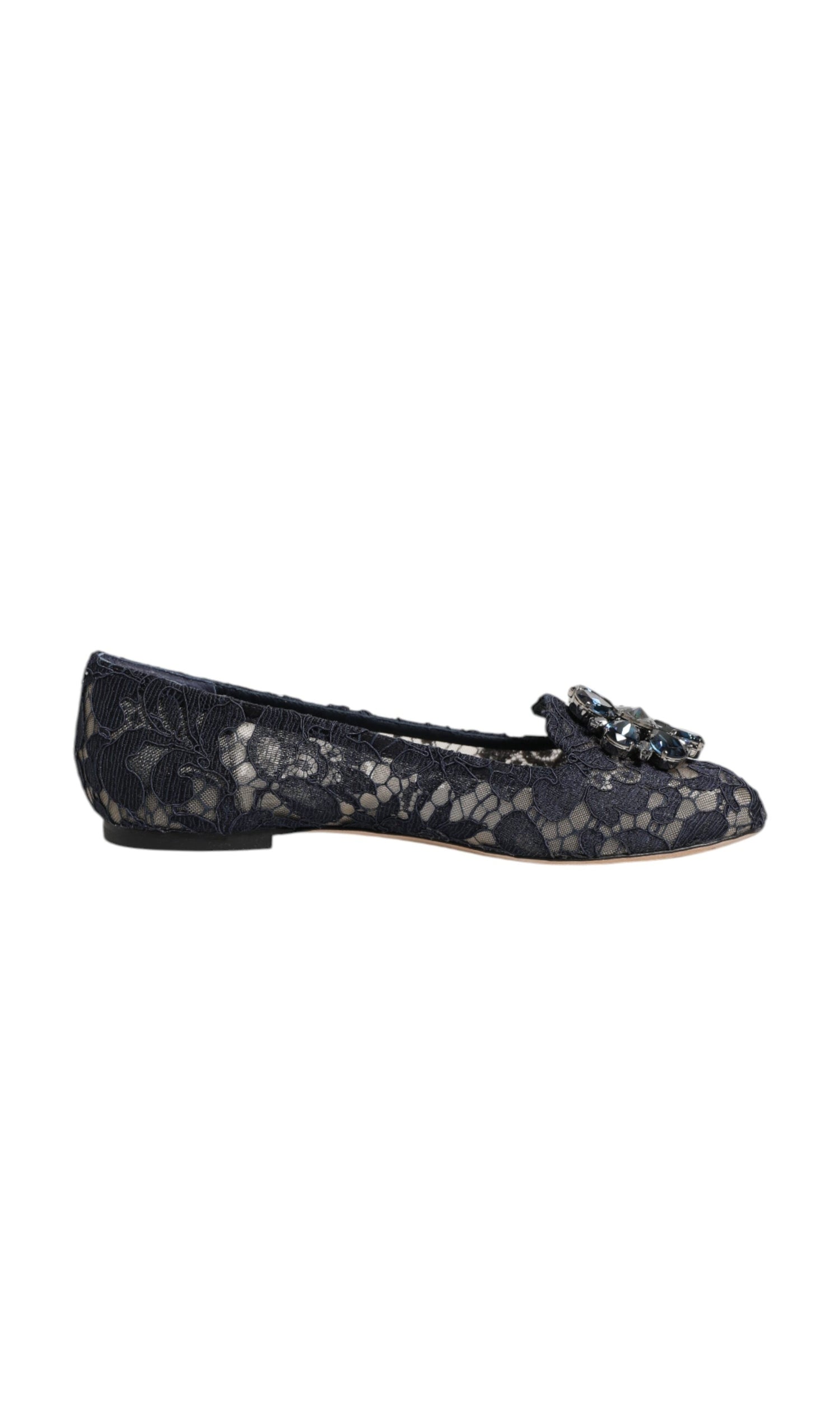 Dolce & Gabbana Blue Lace Taormina Crystals Flats Shoes Glam Steals