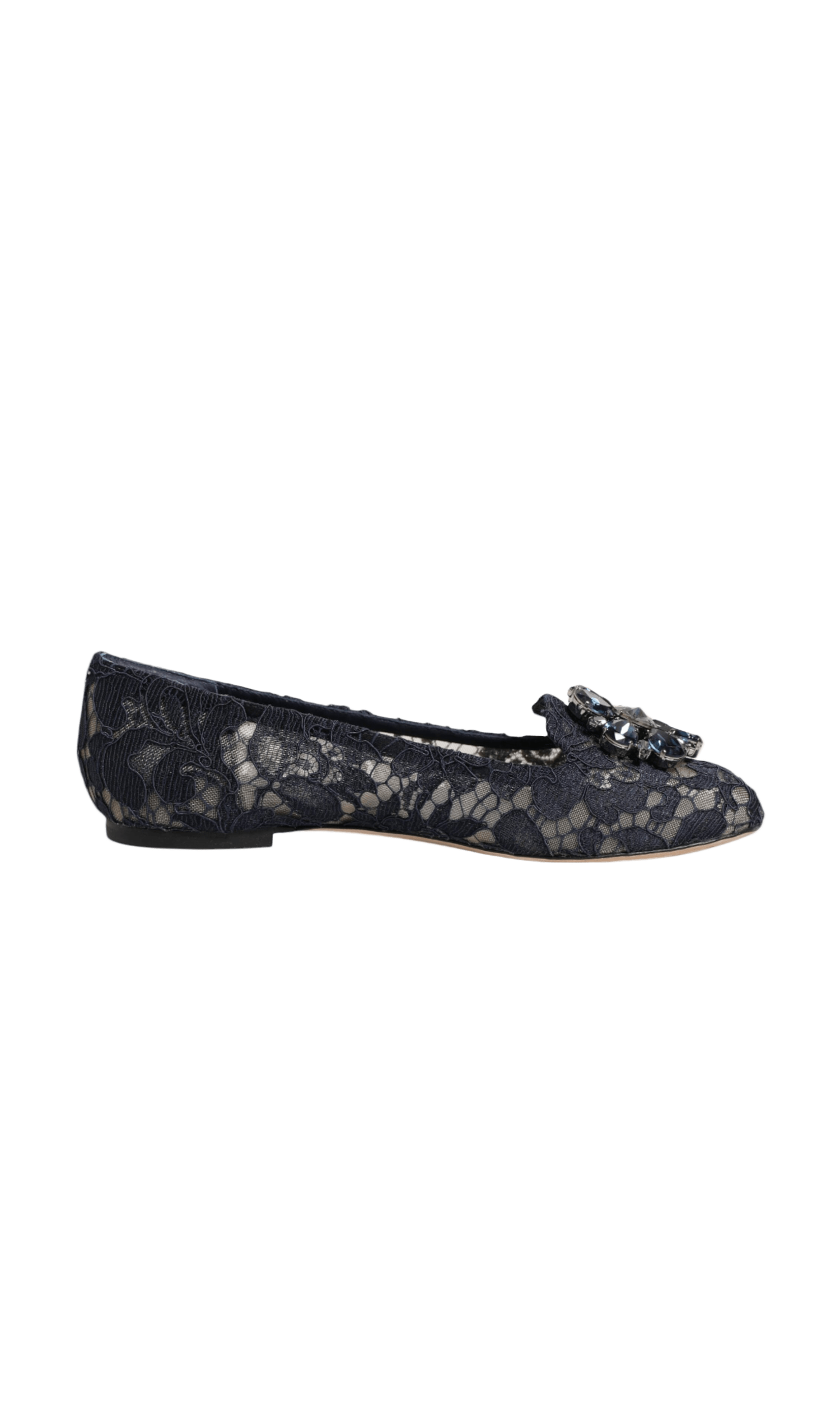 Dolce & Gabbana Blue Lace Taormina Crystals Flats Shoes Glam Steals