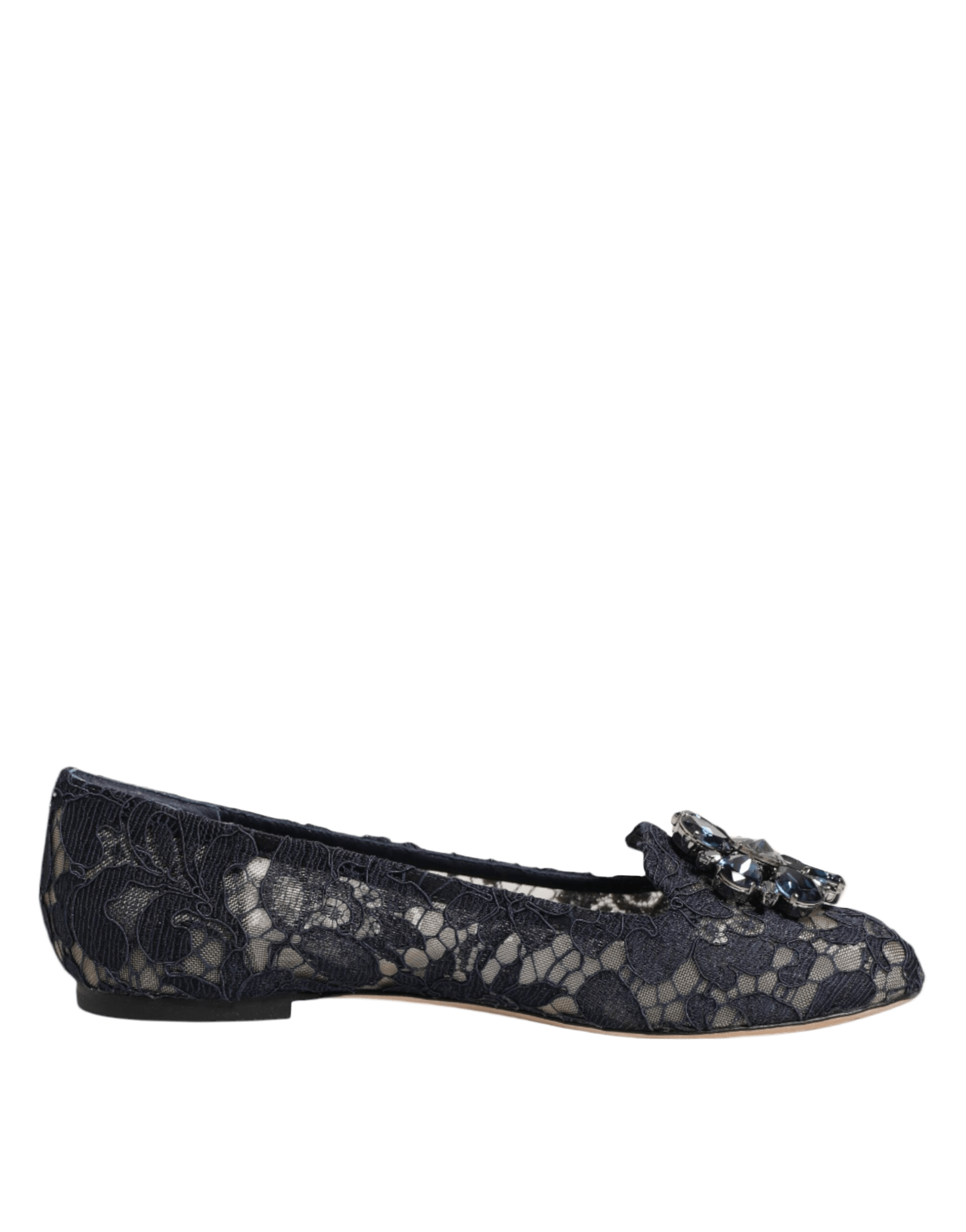 Dolce & Gabbana Blue Lace Taormina Crystals Flats Shoes Glam Steals
