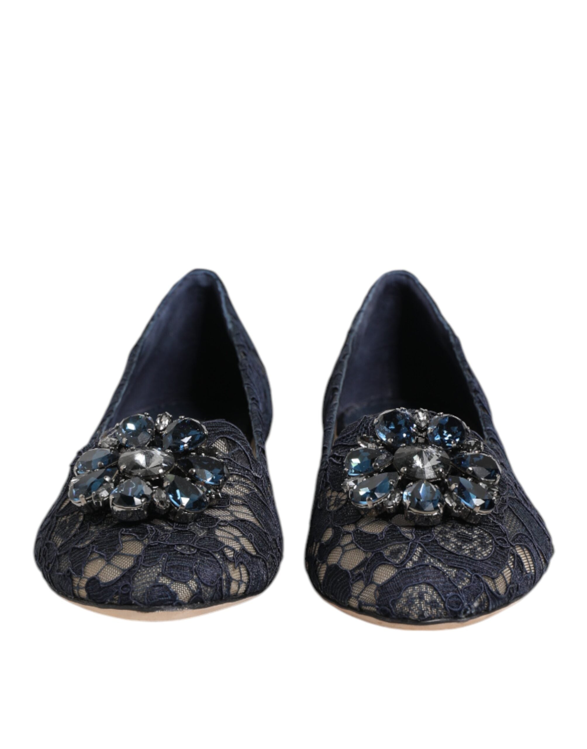 Dolce & Gabbana Blue Lace Taormina Crystals Flats Shoes Glam Steals