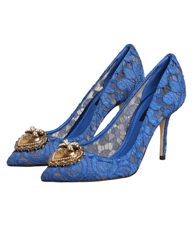 Dolce & Gabbana Blue Lace Taormina Devotion Pumps Shoes Glam Steals