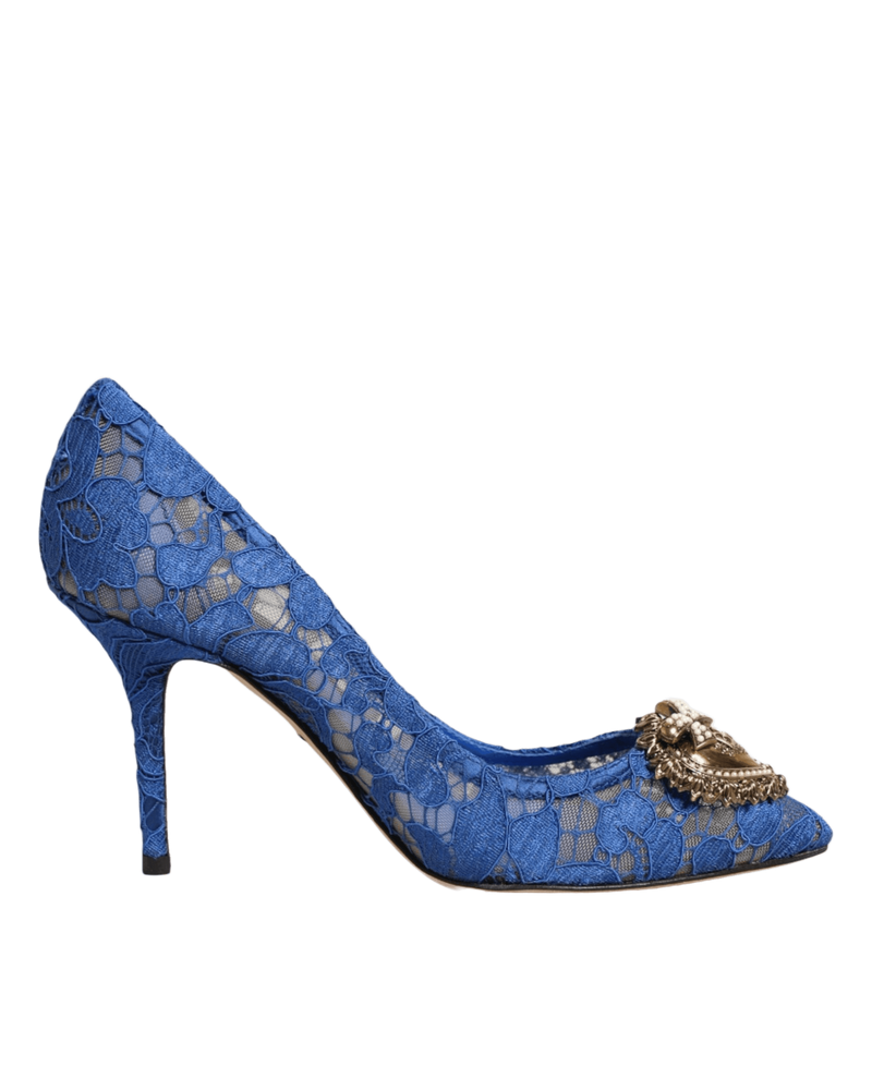 Dolce & Gabbana Blue Lace Taormina Devotion Pumps Shoes Glam Steals