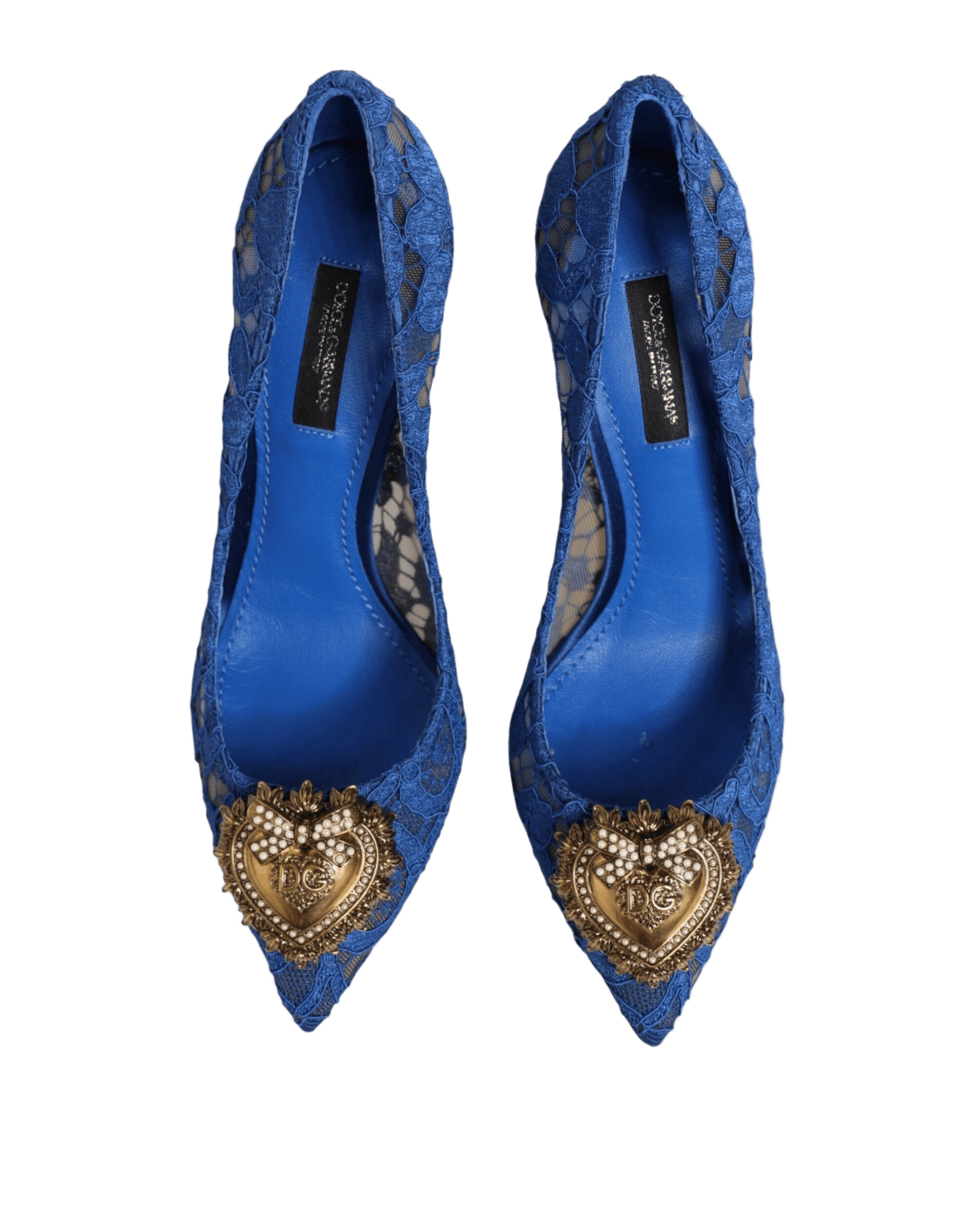 Dolce & Gabbana Blue Lace Taormina Devotion Pumps Shoes Heels