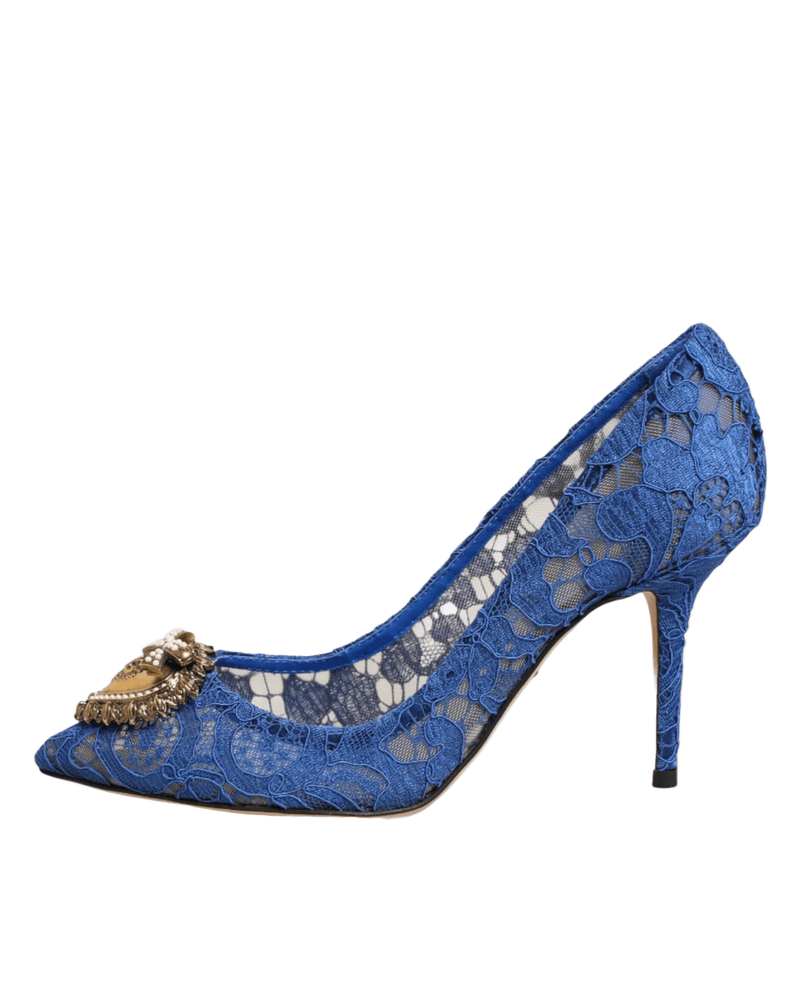 Dolce & Gabbana Blue Lace Taormina Devotion Pumps Shoes Glam Steals