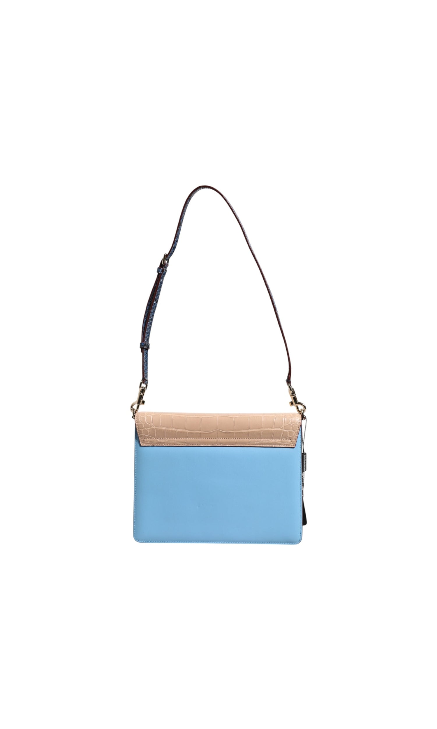 Dolce & Gabbana Blue Leather Beige Exotic Lucia Crossbody Bag Glam Steals