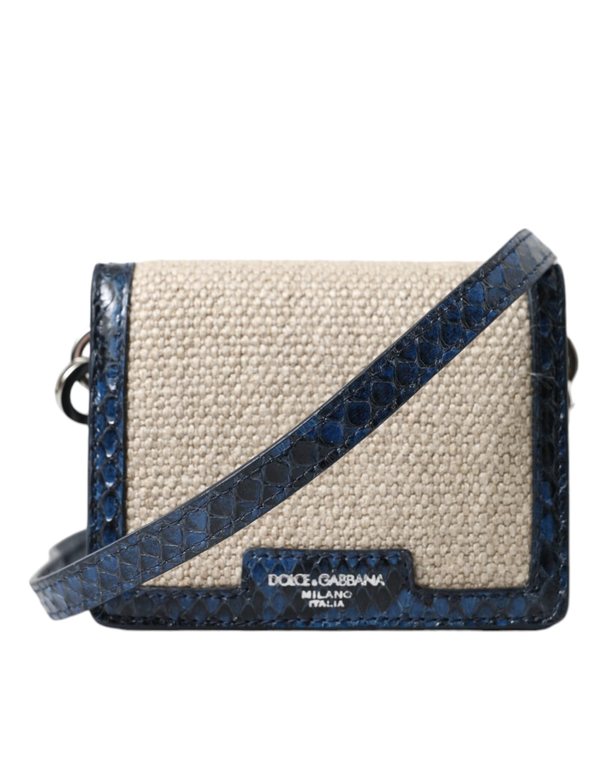 Dolce & Gabbana Blue Leather Beige Raffia Trim Mini Shoulder Purse Crossbody Bag Glam Steals