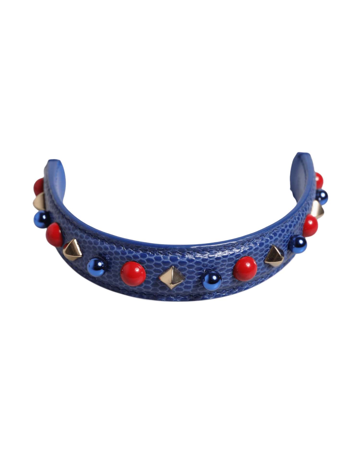 Dolce & Gabbana Blue Leather Embellished Bag Handle Women Shoulder Strap Glam Steals