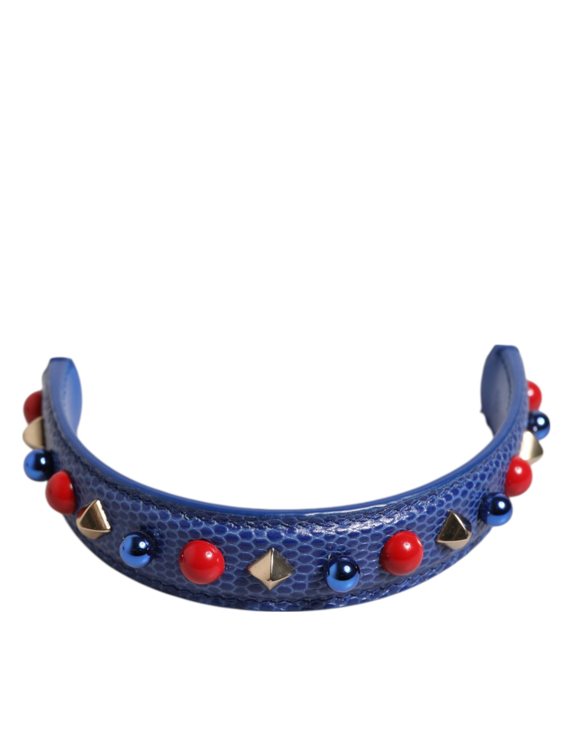 Dolce & Gabbana Blue Leather Embellished Bag Handle Women Shoulder Strap Glam Steals