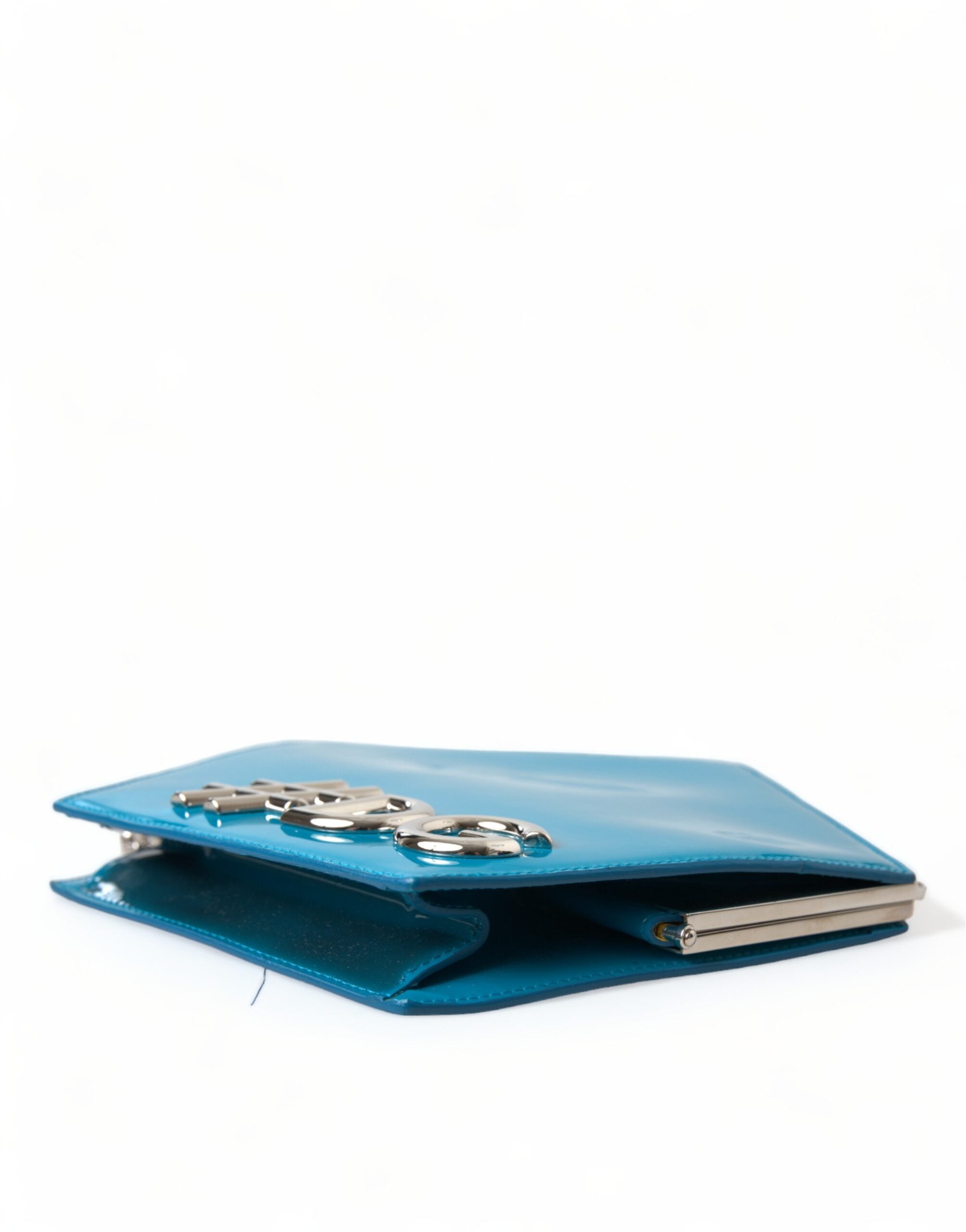 Dolce & Gabbana Blue Leather Patent Hashtag Dg Shoulder Chain Flap Bag Glam Steals