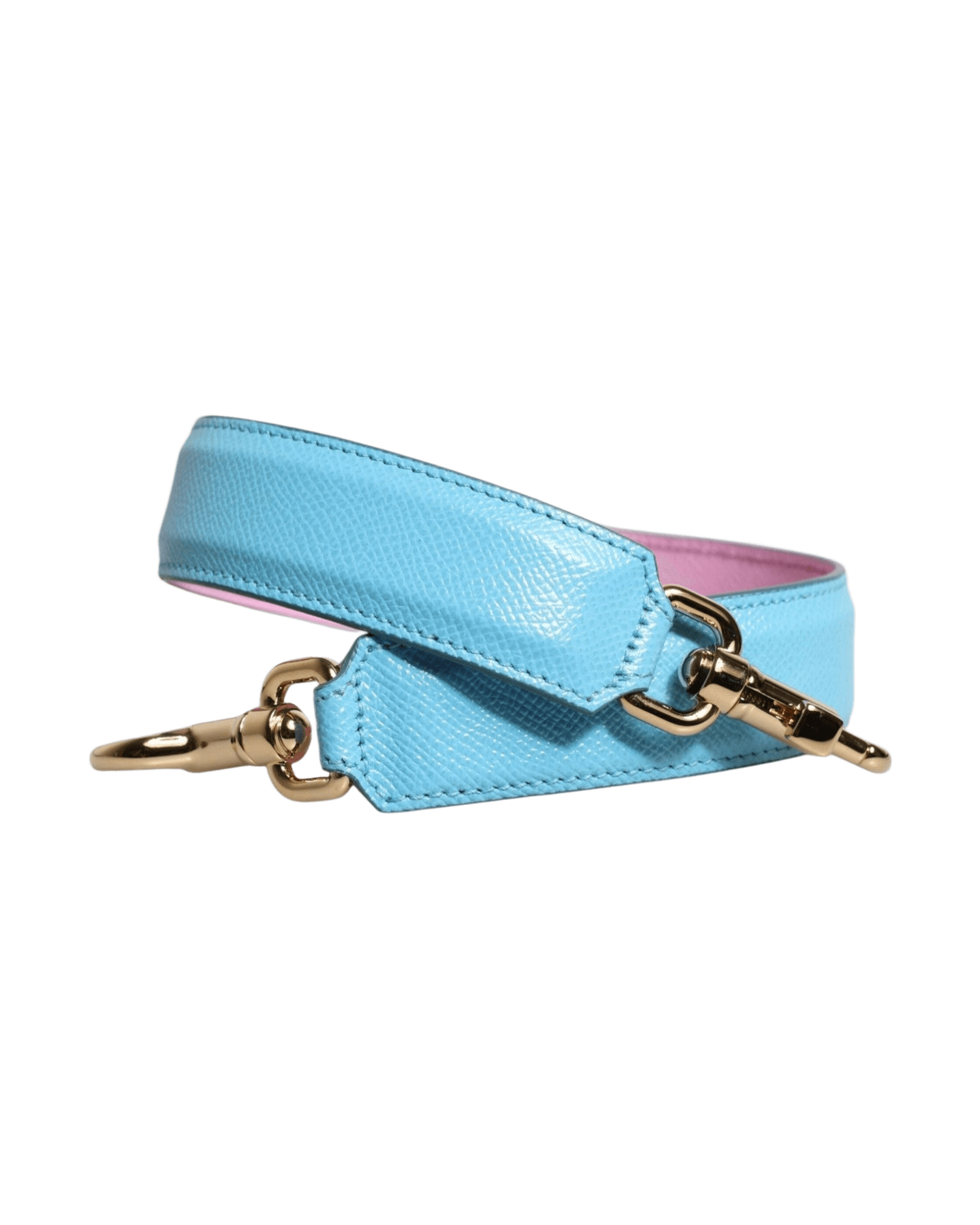 Dolce & Gabbana Blue Leather Pink Handle Bag Shoulder Strap Glam Steals