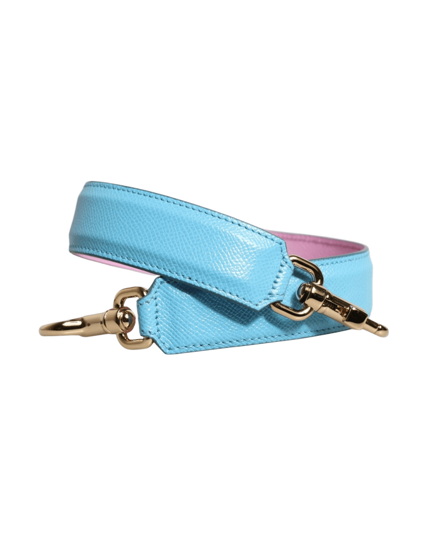 Dolce & Gabbana Blue Leather Pink Handle Bag Shoulder Strap Glam Steals
