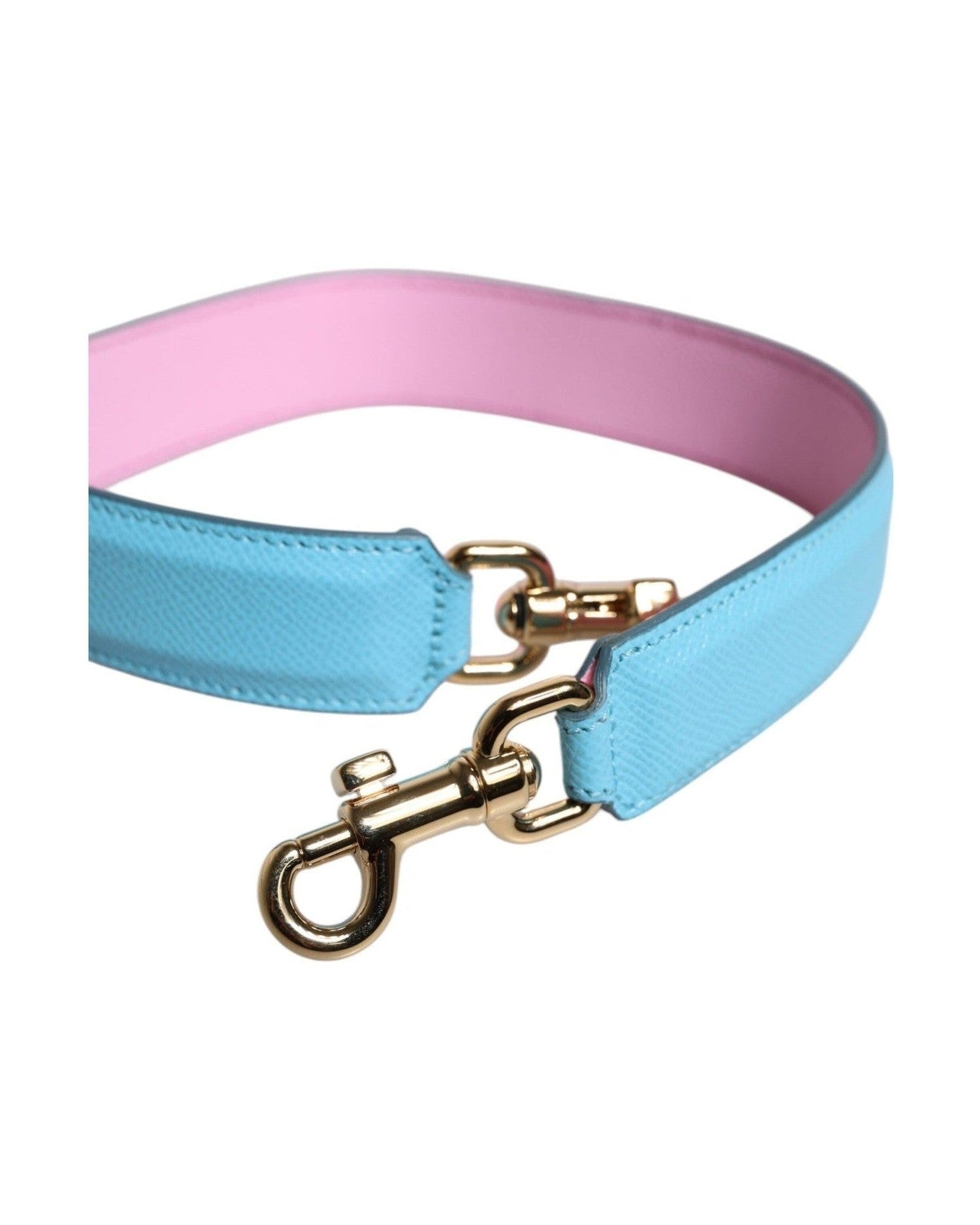 Dolce & Gabbana Blue Leather Pink Handle Bag Shoulder Strap Glam Steals