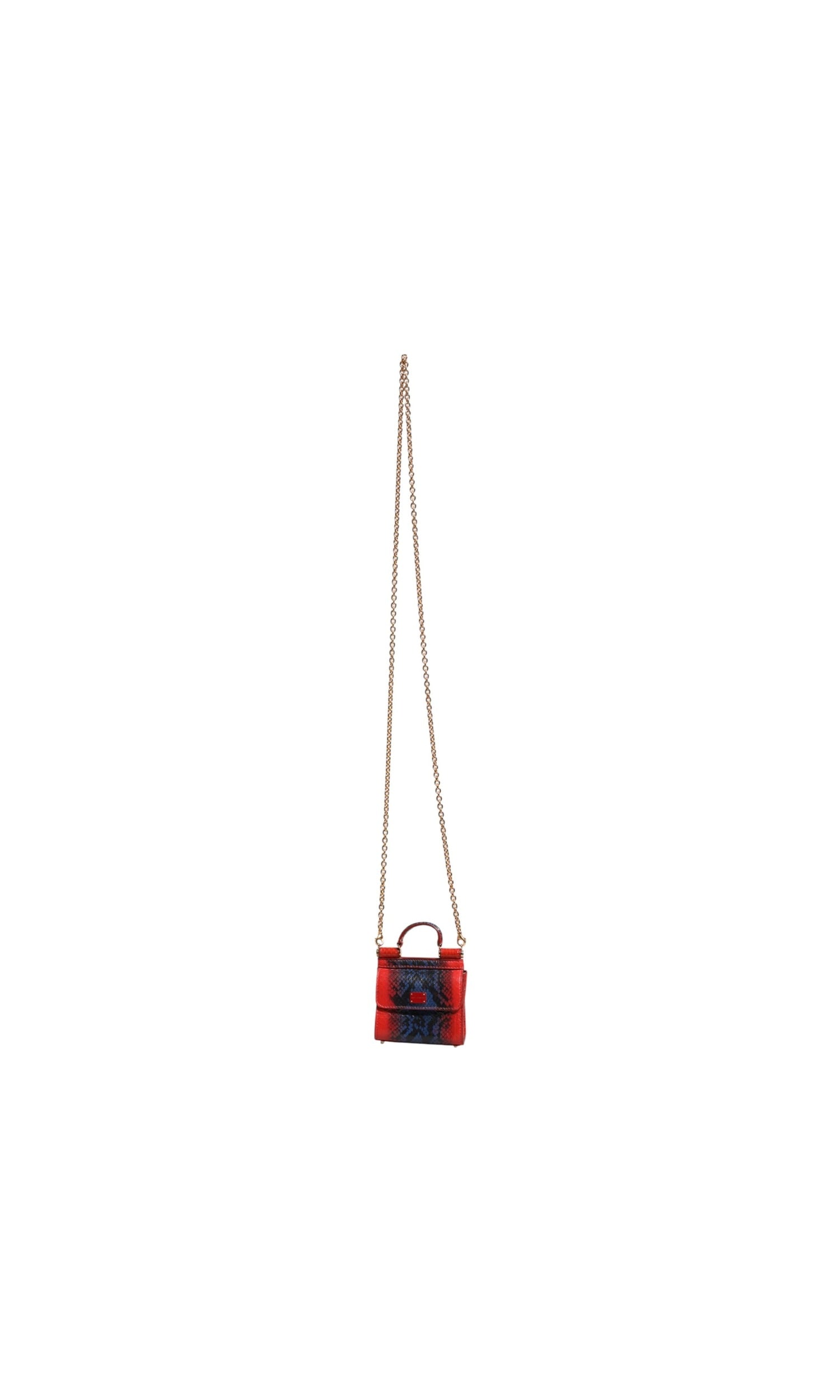 Dolce & Gabbana Blue Leather Red Sicily Crossbody Chain Satchelborse Bag Glam Steals