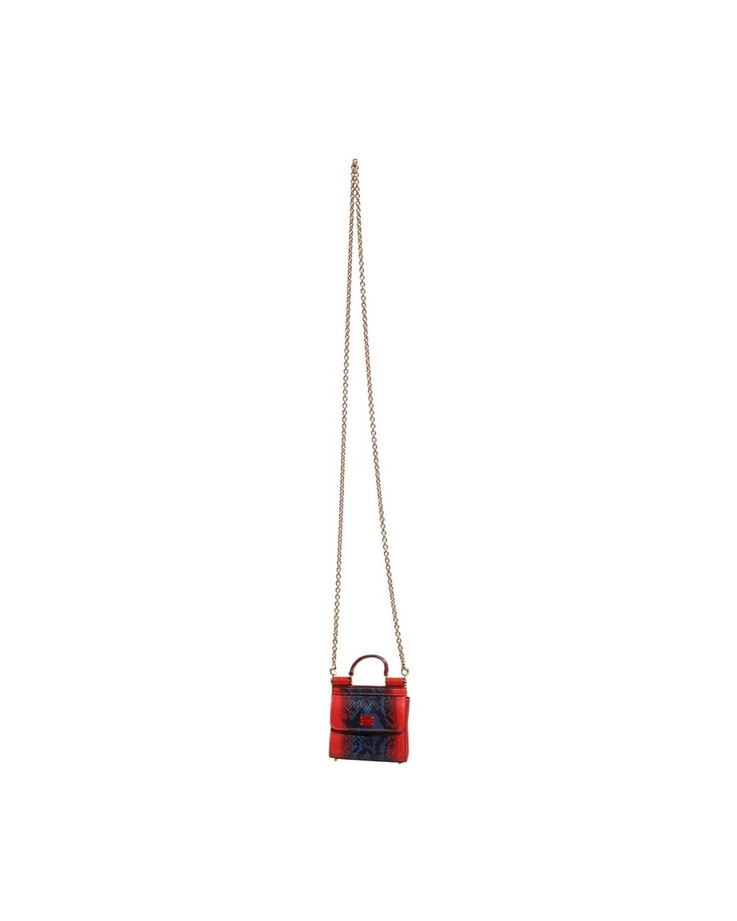 Dolce & Gabbana Blue Leather Red Sicily Crossbody Chain Satchelborse Bag Glam Steals