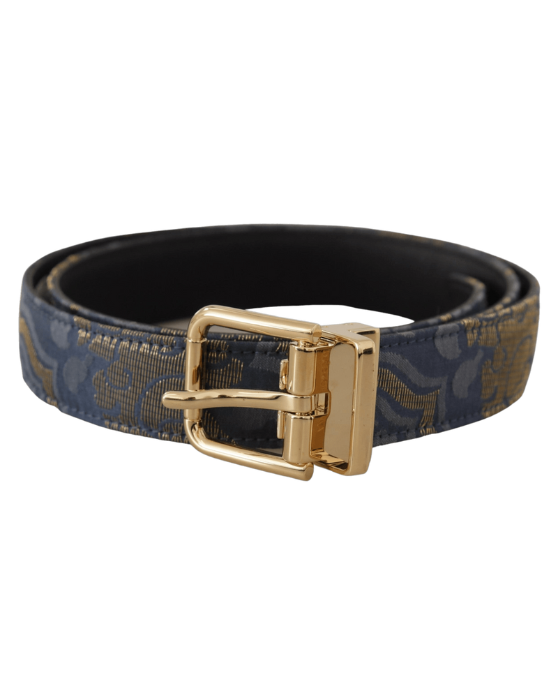 Dolce & Blue Gabbana Jacquard Tone Logo Metal Buckle Belt Glam Steals