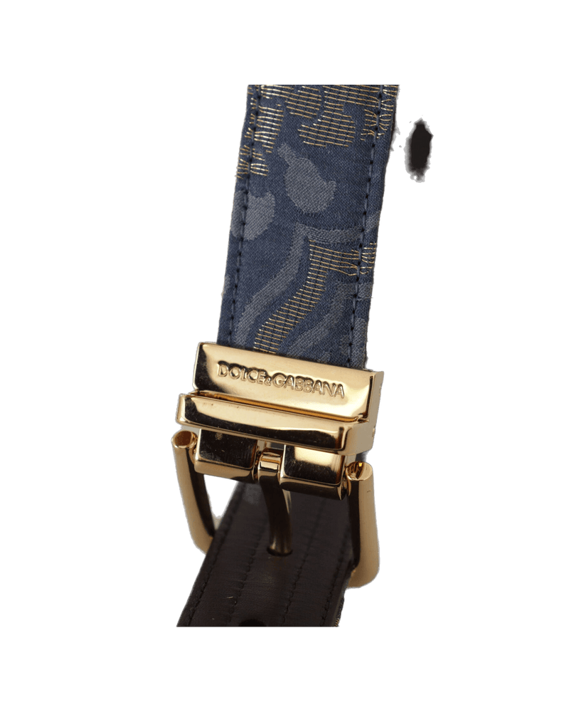 Dolce & Blue Gabbana Jacquard Tone Logo Metal Buckle Belt Glam Steals