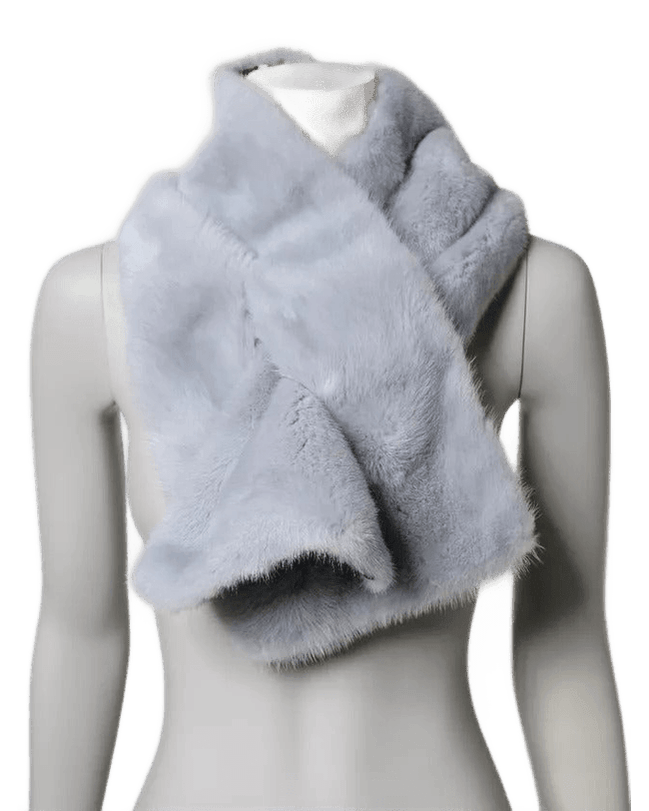 Dolce & Gabbana Blue Powder Mink Fur Neck Warmer Scarf 