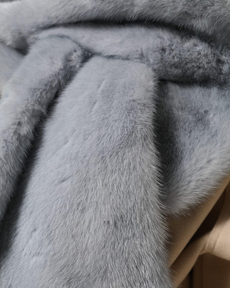 Dolce & Gabbana Blue Powder Mink Fur Neck Warmer Scarf 