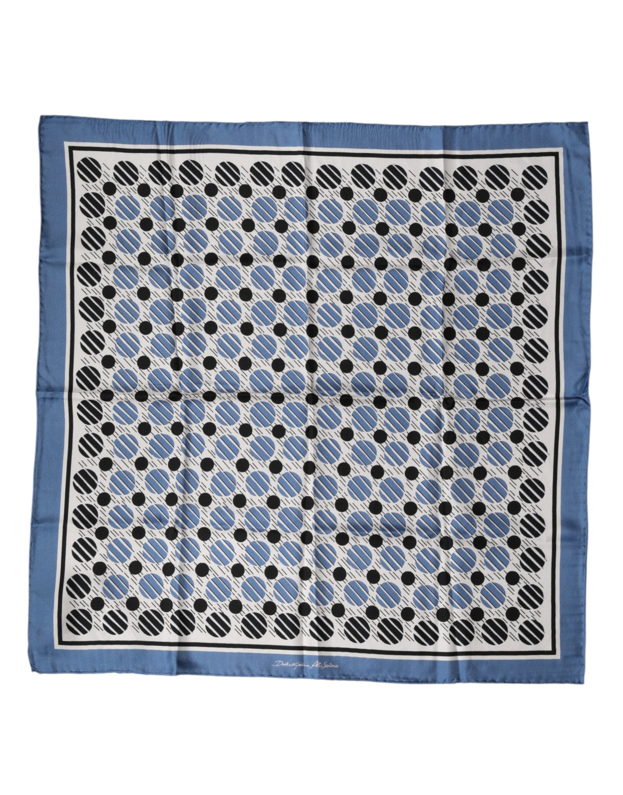 Dolce & Gabbana Blue Silk Dotted Square Foulard 66cm Scarf Glam Steals