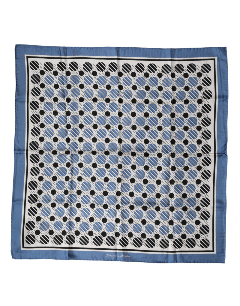 Dolce & Gabbana Blue Silk Dotted Square Foulard 66cm Scarf Glam Steals