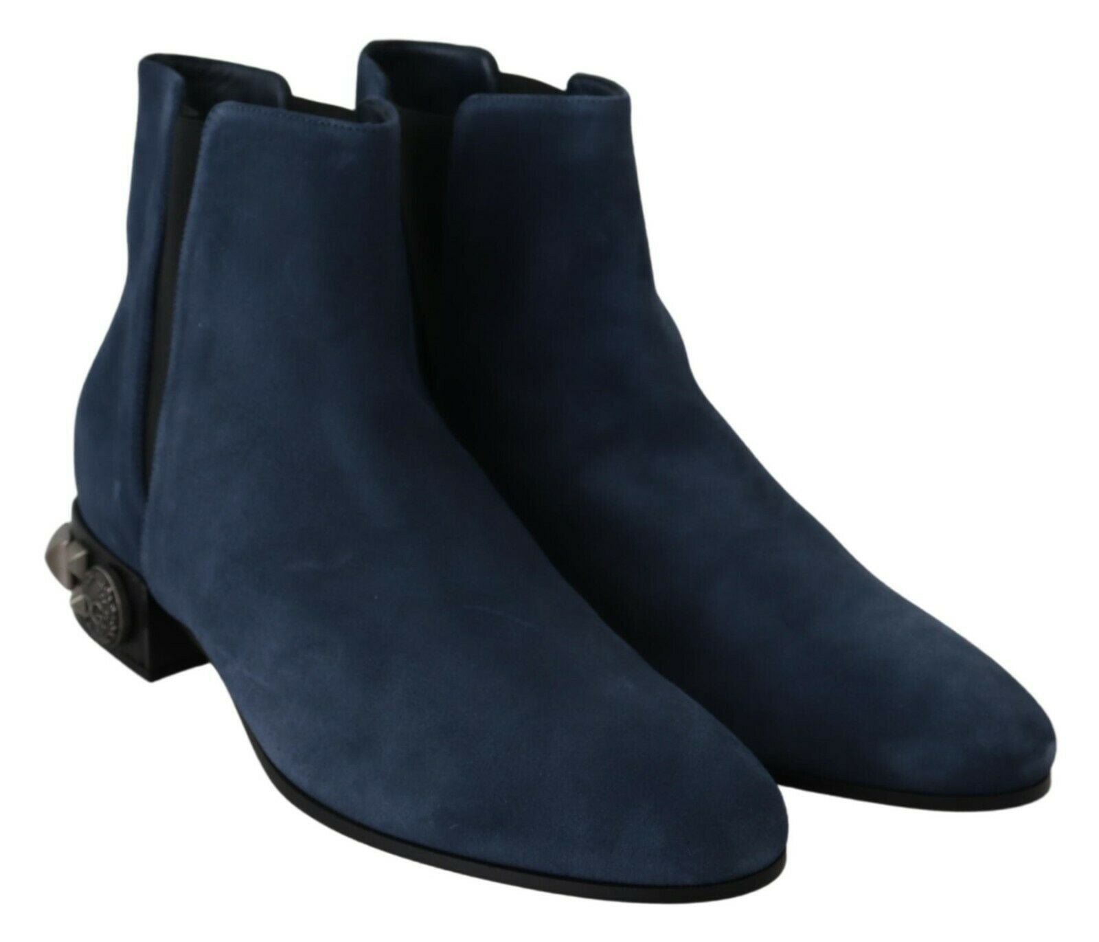 Dolce & Gabbana Blue Suede Embellished Studded Boots Glam Steals